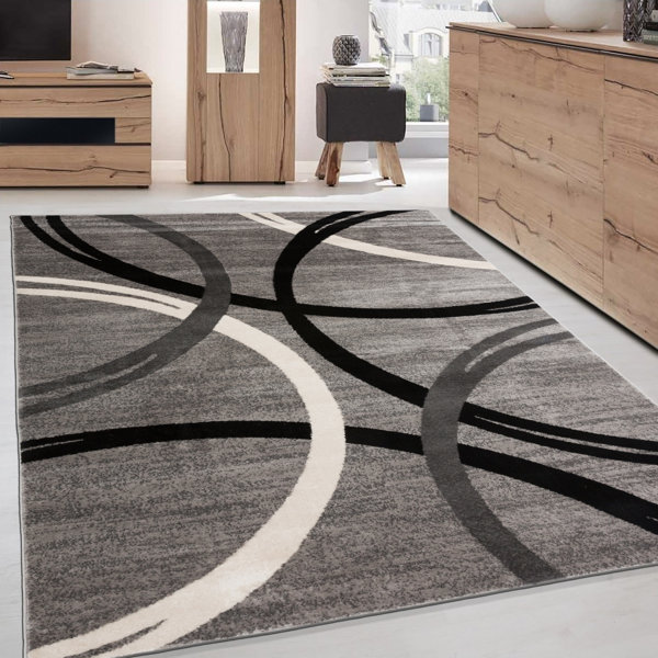 Ebern Designs Devonshire Abstract Machine Woven Area Rug in Gray & Reviews Wayfair